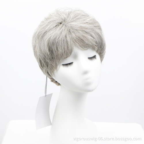 Vigorous Brazilian Cuticle Aligned Straight With Bang Short Ombre Silver Vendors Pixie Wig For Women Hair